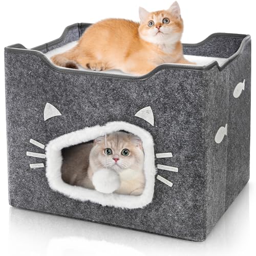 Acshio Cat House for Indoor Cats, Large Covered Cat Bed