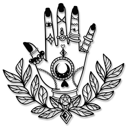 Slickss Mystical Hand of Spirit Metal Wall Art with All-Seeing Eye, Moon & Florals-Witchy Home Decor,Occult Oddities,Gothic Bohemian Wall Hanging for Sacred Space, Altar, Living Room