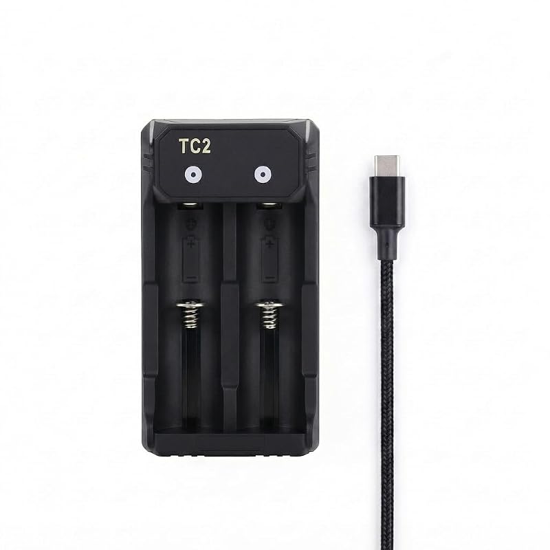 Carregador USB para baterias 18650, com 2 compartimentos e indicadores LED, YSKXOIMA, pacote com 2