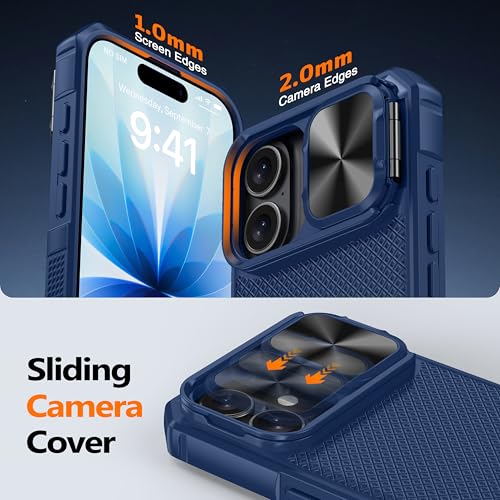 Image of Magnetic for iPhone 17 Case [Slide Camera Cover] [Compatible with Magsafe] [Kickstand] [Military Grade Protection] Shockproof Rugged Case for iPhone 17,Blue