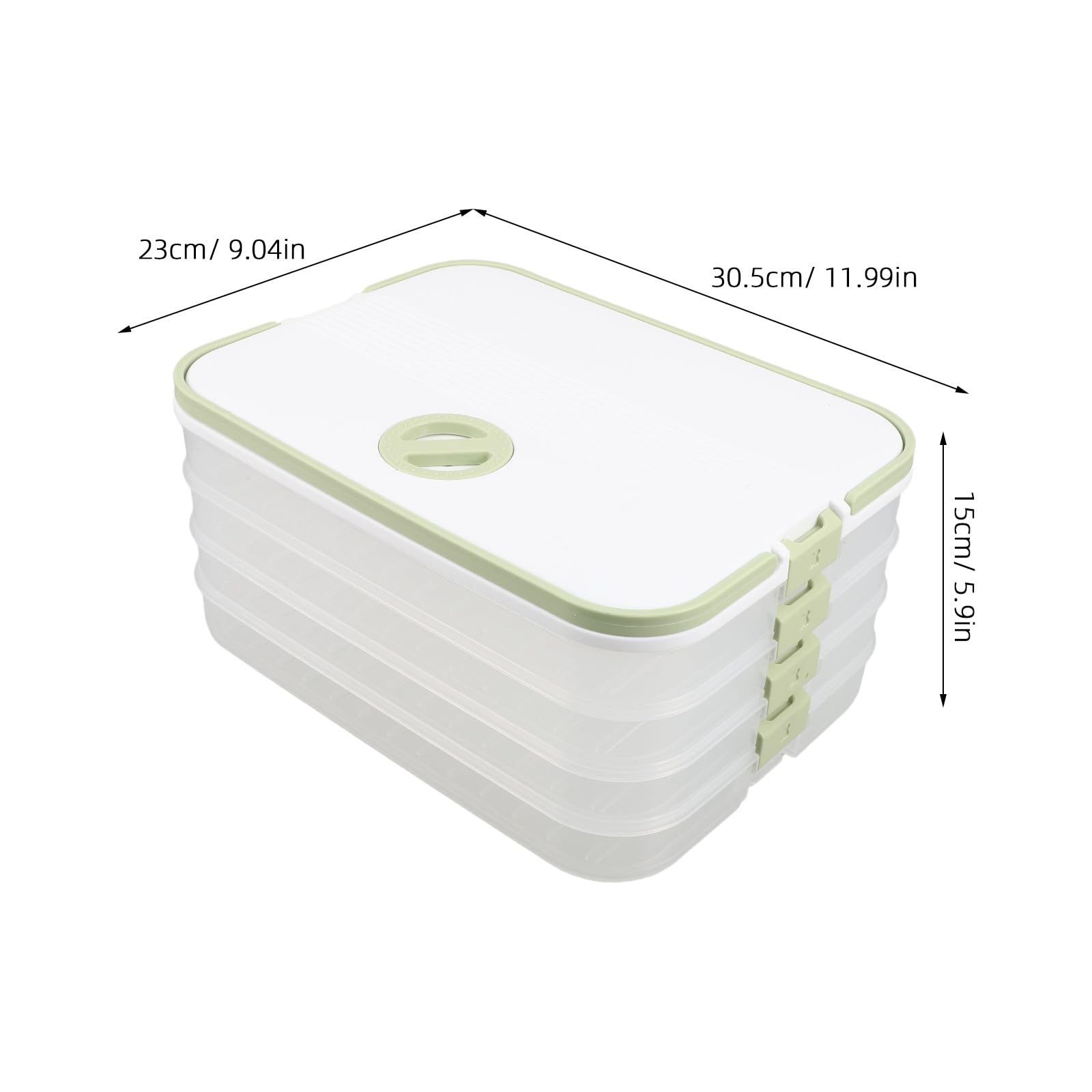 Recipiente rectangular para guardar empanadillas con 4 niveles - Caja rectangular para empanadillas, ideal para el frigorífico, como recipiente para aperitivos, queso, verduras y donuts, con
