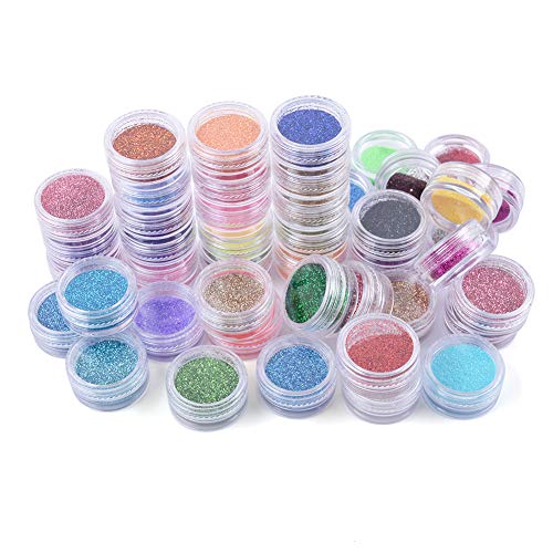 Meilinds 45 Colors Nail Glitter Holographic Fine Glitter Powder Nail Art Acrylic Glitter Shiny Dust Set For Nail Art Decoration, Eyeshadow, Cosmetic, Crafts, Body Glitter, Face Glitter #TOP3
