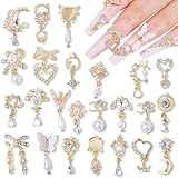 editTime Charms Metal Alloy 3D Luxury Gold Nail Diamonds Rhinestone Crystal Nail Studs Manicure Jewelry for Crafts DIY Nail Art Tip (Pendant)