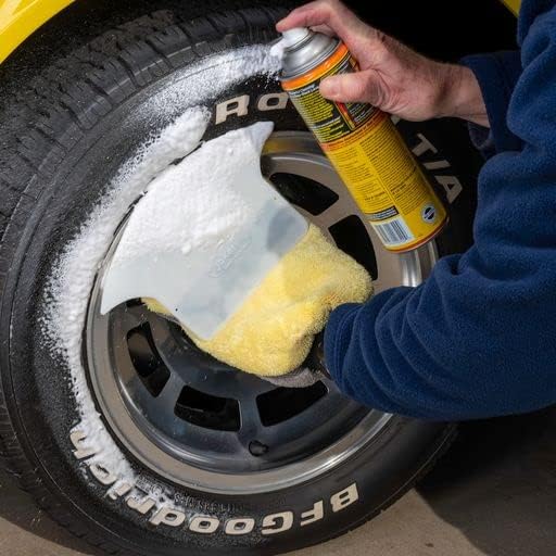 Jokari Guante de limpieza de neumáticos de microfibra extra grande con protector de aerosol de plástico desmontable para proteger las llantas de