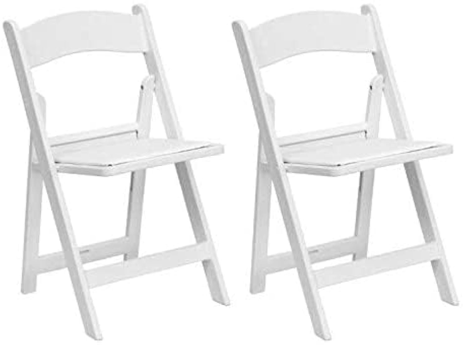 TentandTable White Resin Stackable Folding Chairs | 2 Pack | Heavy Duty | 300-Pound Capacity | for Banquets, Weddings, and Events