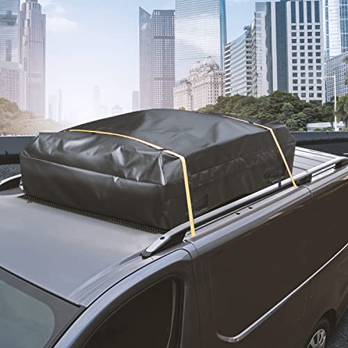 Mockins 25 Cubic Feet Rooftop Cargo Bag Set 60"X43"X17" Car Roof Storage Bag | Roof Bag Waterproof Carrier For Vehicles With/Without Rack | Roof Rack Storage Roof Cargo Bag | Car Top Carrier Roofbag #TOP3