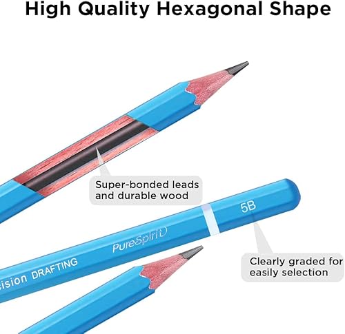 Miniatura 8 de Lápices de dibujo 3B para dibujar 3B, 12 lápices de dibujo artísticos profesionales para sombrear, dibujar y garabatear  Lápiz de grafito para