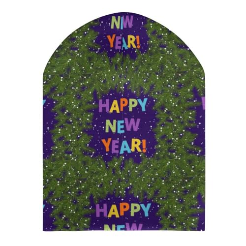 Happy New Year 2025 Kids Beanie Hat for for Girls Boys Children Cap Winter Knitted Chemo Cancer Headwear Accessories Gifts Decoration Black3