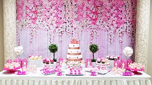 Fivan 7X5Ft Pink Flower Backdrop Dessert Table Photo Booth Baby Shower Birthday Photography Background Floral Curtain Designd-9354 #TOP4