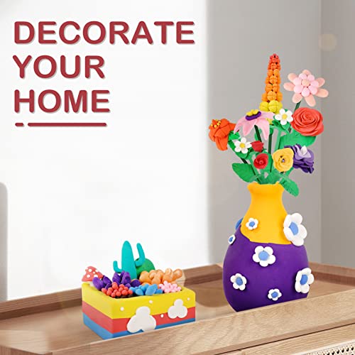 Air Dry Clay For Kids, Diy Modeling Clay Kit With One Set Of Tools, Make Your Own Clay Flower Bouquet And Vase, Creative Art Craft Gift Project For Kids Girls Adult Ages 8-12 #TOP4
