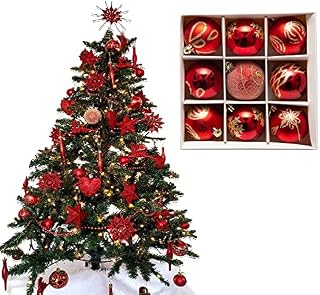 9pc Luxury Premium Baubles, Christmas Tree Bauble Decorations Matte, Glitter, shiny & Frosted (6cm) (Dk Purple)