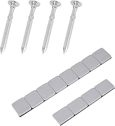 Axles and Weights Kit for Pinewood Derby Car, 4 Polished 2.54cm/1in Grooved Axles & 12 Racing Weights for Friction Reduction Zero Wobble & Center of Gravity Tuning (Gray)