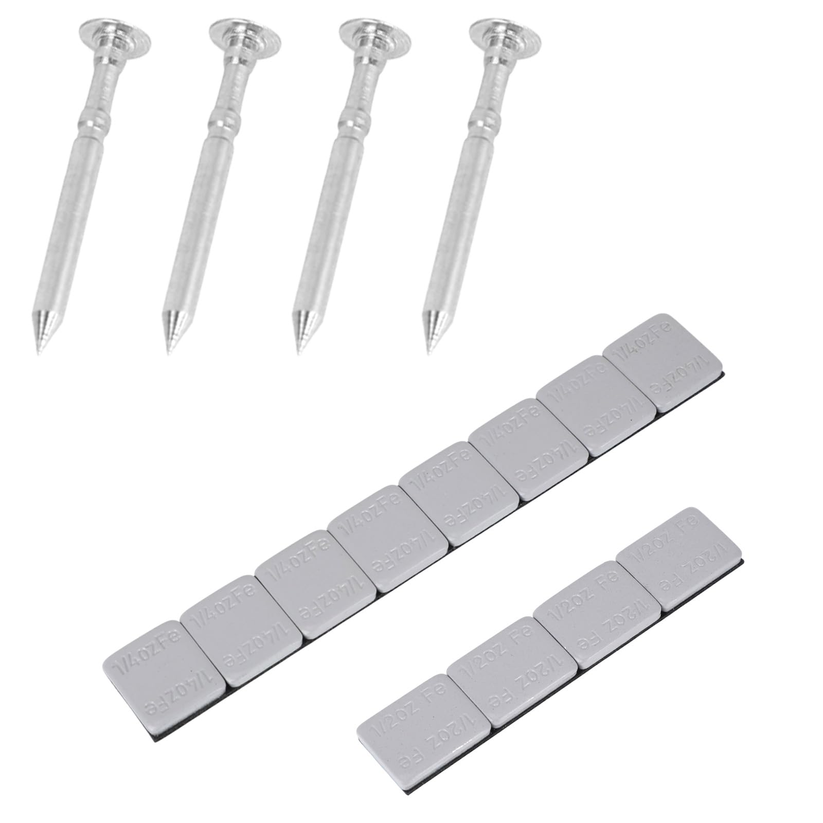 Axles and Weights Kit for Pinewood Derby Car, 4 Polished 2.54cm/1in Grooved Axles & 12 Racing Weights for Friction Reduction Zero Wobble & Center of Gravity Tuning (Gray)