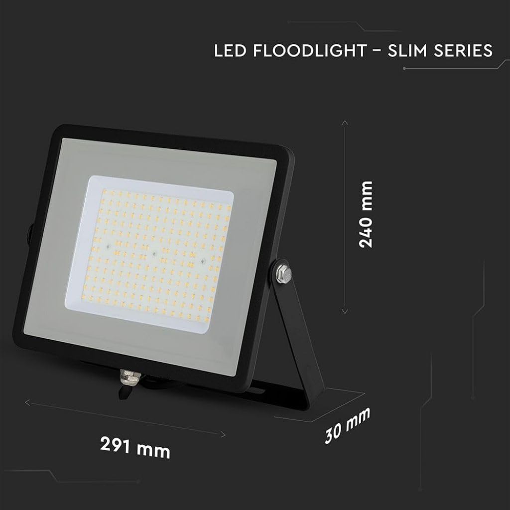 V-TAC Faro LED SMD Chip Samsung 100W 120Lm/W Colore Nero 4000K IP65