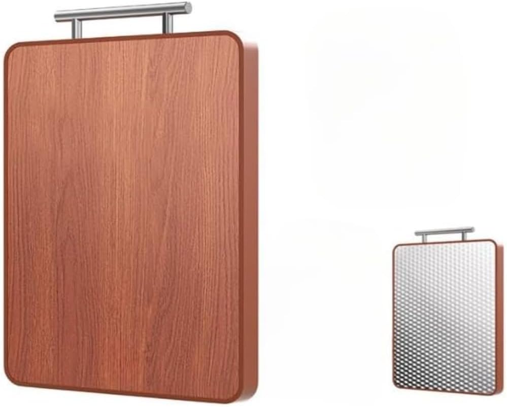 AKILER木製ステンレス両面使用360&deg;回まな転スタンド付き自立可能コンパクト収納省スペースカッティングボード高耐久厚みのある無垢