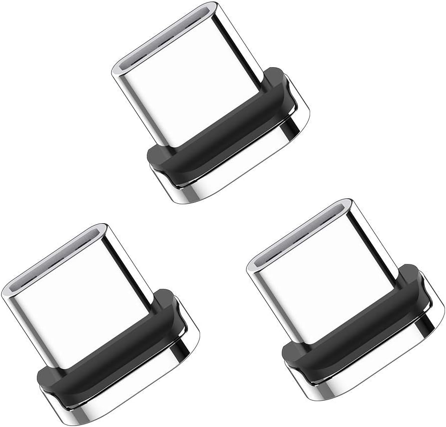 USB-C Magnetic Tips Adapter/Connector/Head, 3 Pack 360° Rotating Magnetic Phone Cable Adapter for Type-C Devices