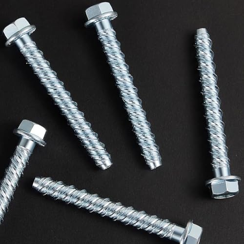 20 Stück Betonschrauben m8 x 60mm, Betonschraube Sechskantkopf Schrauben Set, Betonschrauben ohne Dübel verzinkt mit Scheibe, Schraubanker für Industrie Mauerwerk Beton Architektur