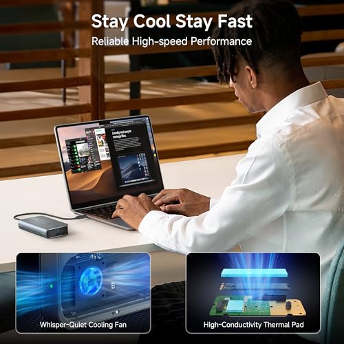 Cable Matters 40Gbps Foldable USB4 SSD Enclosure with Active Cooling for NVMe M.2 (M / B+M Key) - Up to Read: 3800MB/s, Write: 3600MB/s, Tool-Free, M.2 SSD Enclosure, Thunderbolt 4/5 Compatible - Image 5