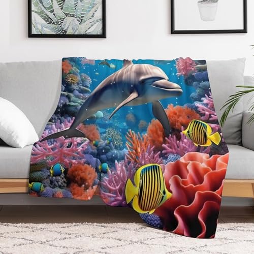 Couverture polaire dauphins en flannel d'une douceur exceptionnelle