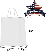 Vista 70 de Qutuus Bolsas de regalo de papel negro con asas, 50 unidades de 8 x 4.5 x 10 pulgadas, bolsa de papel kraft negro con asas a granel para compras