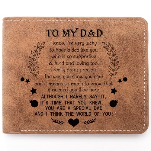 TZYTHT To My Dad Gifts,Leather Wallet for Man,Engraved Personalized Leather Wallet,Father's Day Gift, Birthday Gifts,Christmas Gifts (I know dad)