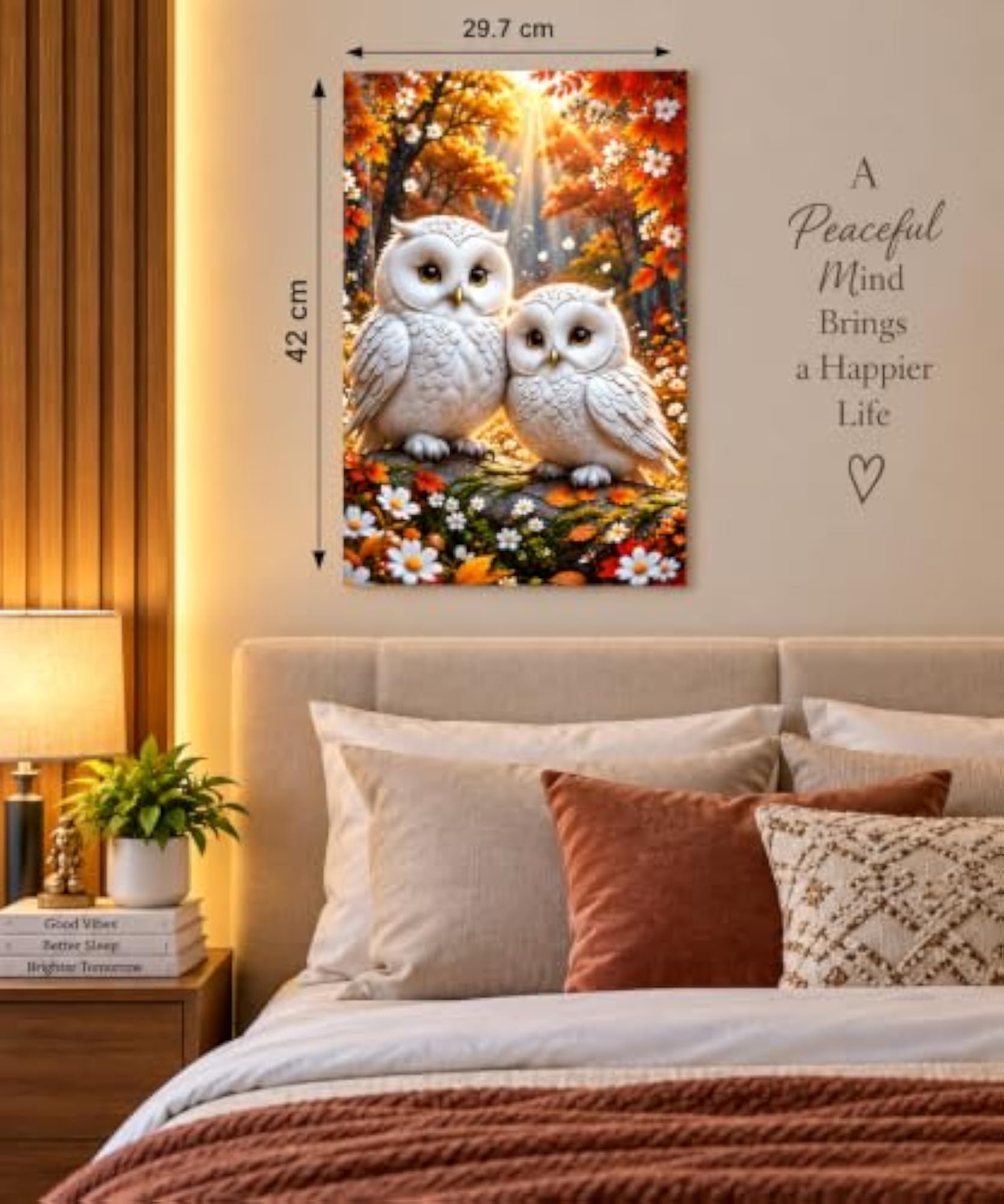 Cute White Owl Wall Poster, Nature Forest Decor