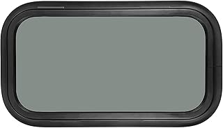 Fixed RV Window, 28" W x 16" H Tinted Window Replacement for RV Camper Caravan Motorhome with Trim Ring, Suitable for 7/8" or 1-1/4" and Slightly Thicker Up to 1/16" Walls, DOT Approved