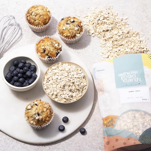Wholefood Earth Bio-Jumbo-Haferflocken – 1 kg | Vegan | Gentechnikfrei | Ballaststoffreich | Bio-zertifiziert