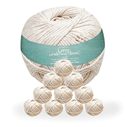 Image of Cotton Twine| 100% Cotton String|Wrapping Bakers Cooking Craft|Butchers Kitchen |Gifts Wrapping Thread|Festival Thread Hanging DIY Garden Decor |11 PLY| 200 FT Pack of 10