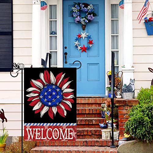Eiazuiks 4Th Of July Patrioctic American Garden Flag Floral Spring Double Sided Vertical Rustic Farmhouse Yard Seasonal Holiday Outdoor Decor 12×18 Inch Ef063 #TOP3