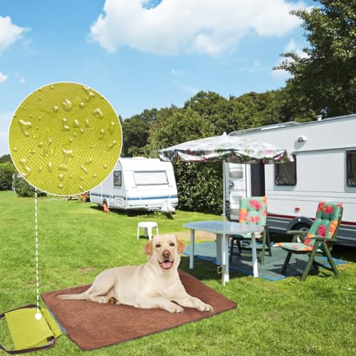 Adiwo Faltbare wasserdichte Haustier Decke, 100 x 70cm Camping Decke Hund Katze Mat Wärmende Hundedecke mit Tasche Hundebett Hundematte Hundedecken für Outdoor Innen Reisedecke für Haustier(Grün)