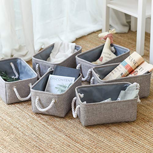 image for TheWarmHome Foldable Small Storage Baskets with Strong Cotton Rope Han