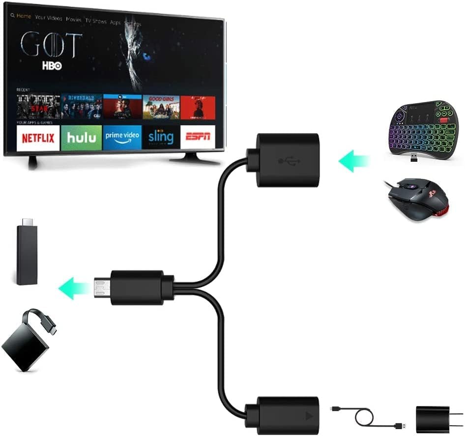 Rii Micro USB Host OTG Adapter Cable Micro USB to USB for Smart TV, Compatible Keyboards, Logitech Keyboards, and Nintendo Switch, SNES, NES Classic (Modern)