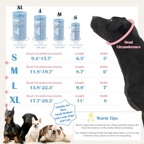 Image of Nanaki Calming Hoodie Dog Grooming Ear Cover Anxiety Relief-No Shake Dog Ear Wrap Hematoma, Striped Head Wrap Snoods for Noise Protection, Bath, Fireworks, Thunderstorm, Blow Drying, Warm-Keeping
