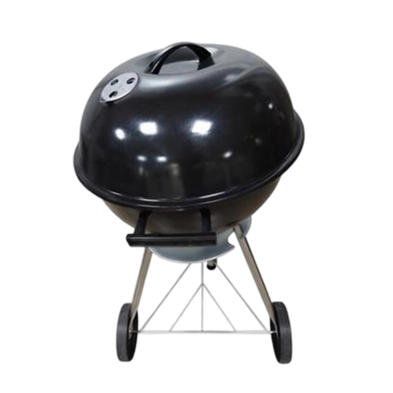 Barbecue a Carbone Rotondo con Ruote E Coperchio per Cucinare All'aperto, Nero