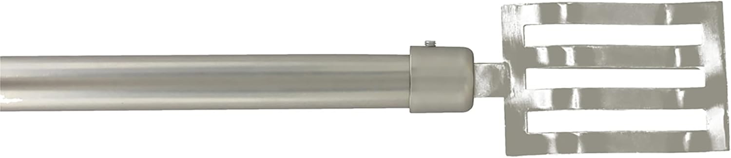 Adjustable Single Curtain Rod 50-82" - Bold Graphite Finish with Horizontal Slatted Finial Design and 3/4" Diameter