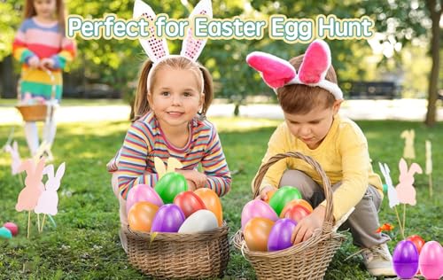 AUFIKR 6-Farbe 2.5 Ostereier für die Füllung behandelt, Ostern Thema Party Gunst, Ostereier jagen, Korb Stuffers Füller, Klassenzimmer Preis (24, Mehrfarbig)