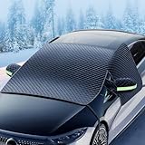 【2025新登場7層構造】Akitsuba フロントガラス保護カバー 保護カバー フロントガラス凍結防止シート 雪対策 フロントガラス凍結防止 車用凍結防止カバー 6本ストラップ固定 サイドガラス バックミラー全対応 四季対応 強風対策 霜よけ 側窓とバックミラー保護 防水防風防塵 軽自動車/SUV/ミニバンに適用 取付簡単 車種汎用 従来品より厚より頑丈 収納袋付き