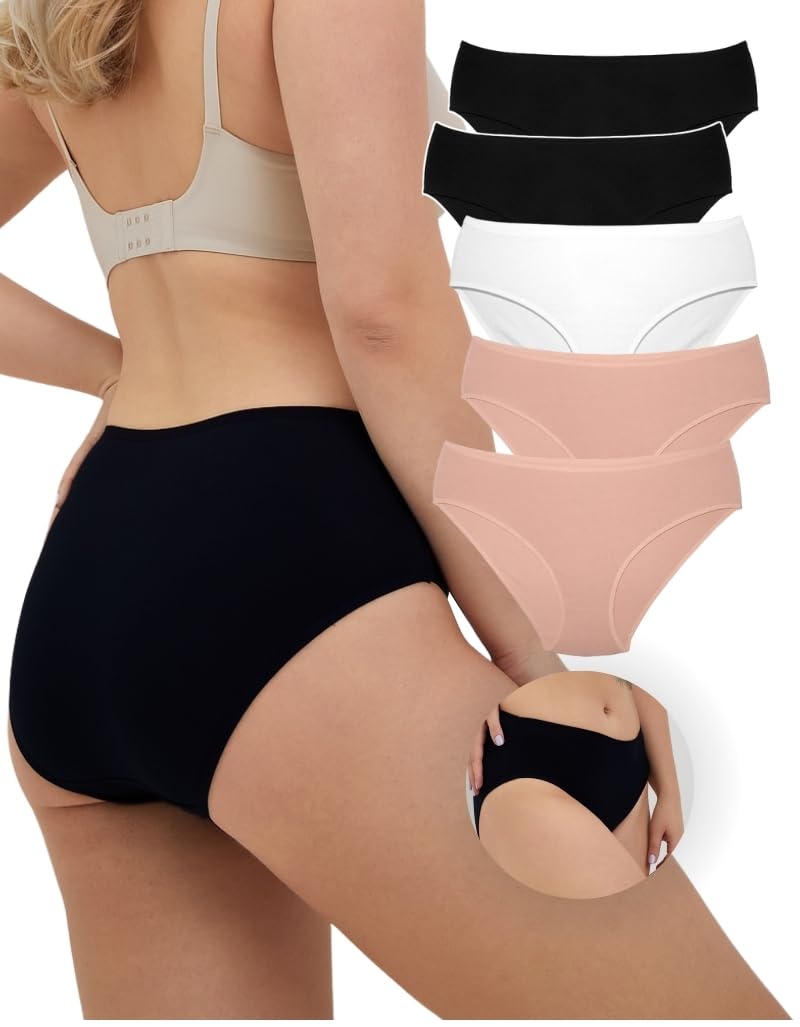 ALYA UNDERWEAR Premium Intimo, Cotone Biologico, Vita Media, Mutande Donna, Traspirante, Confortevole, Morbido Slip, Flessibile, Mutandine, Confezione Multipla (S … 3XL)