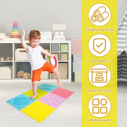 harupink Sensorisches Massage-Puzzle für Kinder, 6-teilig, sensorische Matte, orthopädische Massagematte, Puzzle-Matte für Babys, für Berührungswahrnehmung, Fußprävention