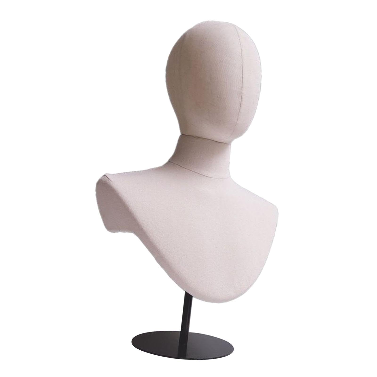 Generic Testa di Manichino con Supporto Espositivo, Pratica Base in Metallo, Decorativa Da Scrivania, Porta Cappelli, Sciarpe, Accessori per Capelli E Cuffie, Base Nera