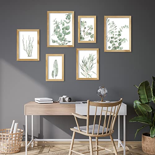 Green Plant Canvas Wall Art: Botanical Leaves Pictures For Living Room Bedroom Bathroom Decor Eucalyptus Plant Poster Print 6 Piece Framed Home Decoration #TOP4