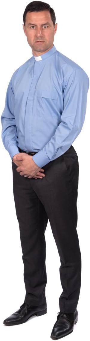 Reliant Men's Clergy Shirt - Tab Collar Long Sleeve (16, Blue)