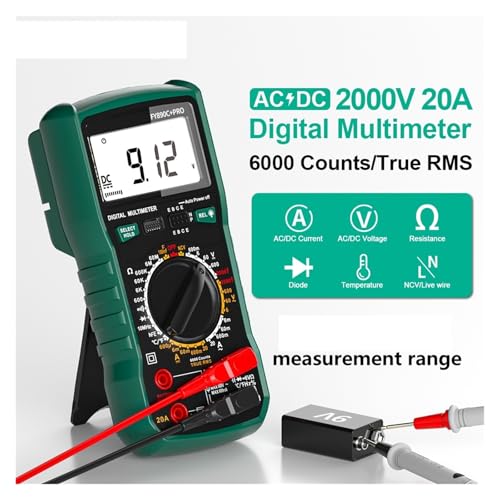 Multimètre numérique 6000 points AC/DC 2000V testeur température