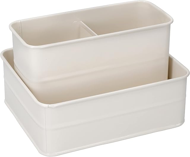 KitchenCraft Living Nostalgia LNSINKCRE Metal Sink Tidy, 17 x 14 x 11 cm - Antique Cream