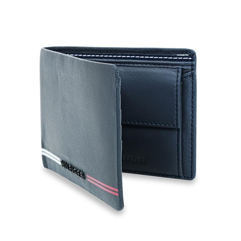 Image of Tommy Hilfiger Men's Escravos Global Coin Wallet | Solid Genuine Leather Bifold with Coin Pocket - Classic Navy | Ideal for Gifting | Stylish Purse for Men