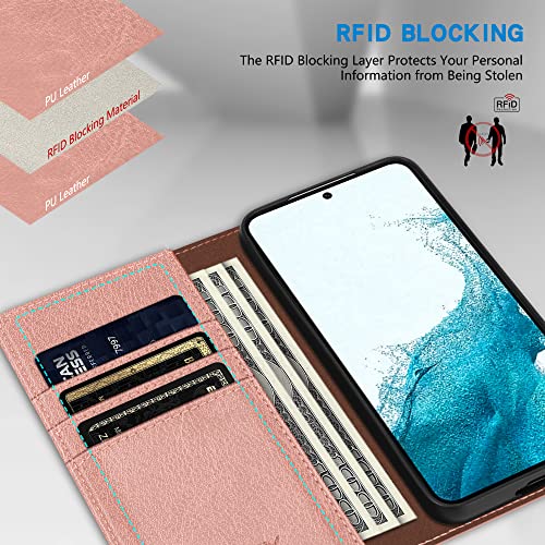 Image of ZZXX for Galaxy S23 Plus Wallet Case Strong Magnetic 6.6 inch,Rose Gold