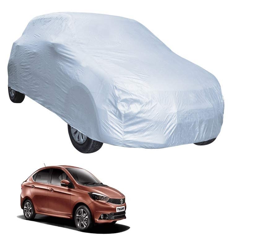 Image of Auto Hub Car Cover Compatible with Tata Tigor with Weather Proof, Triple Stitched, Tigor Car Cover- Plain Silver