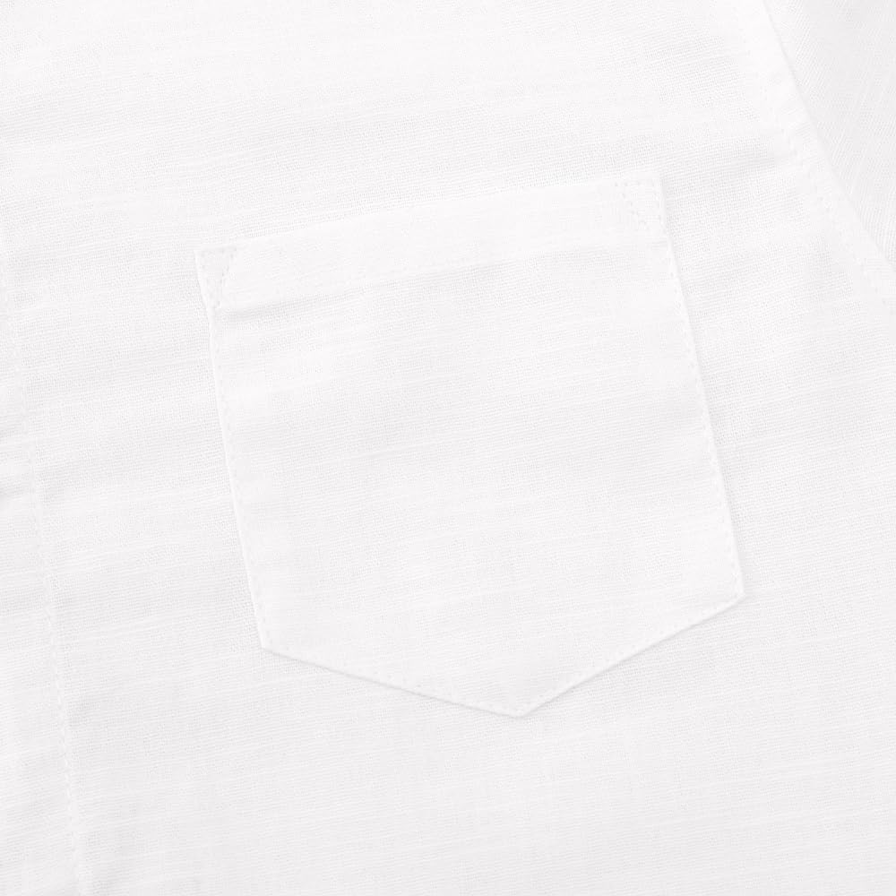 Spring&Gege Boys' Long Sleeve Linen Textured Button Down Shirts Summer Beach Shirt Soild - Image 6