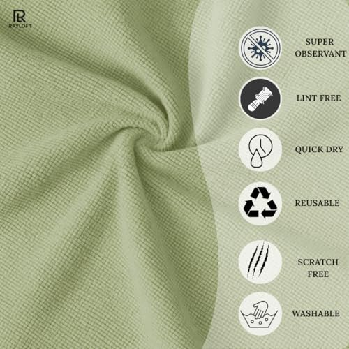 Image of Microfiber Cleaning Cloth Roll - 20 Reusable Washable Pre-Cut Towels | Tear-Away Kitchen Cleaning Cloth for Counters, Glass, Utensils, Appliances, & Home Surfaces - 25x25 cm Green